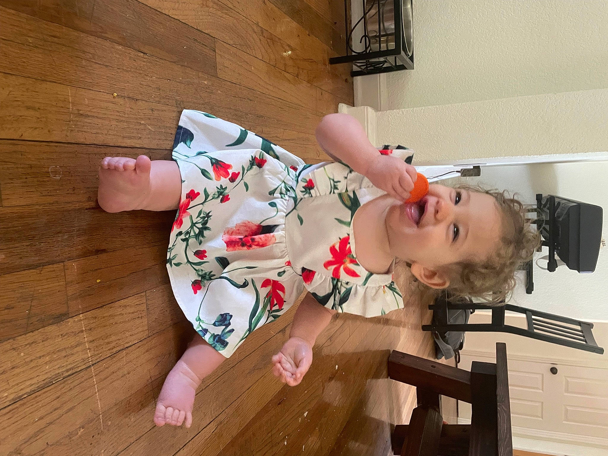 Azusa joined the competition — help win amazing prizes! abdomen, baby, baby_toddler_clothing, flesh, flooring, foot, fun, happy, hardwood, hat, human_leg, knee, pattern, person, room, smile, thigh, toddler, waist, wood