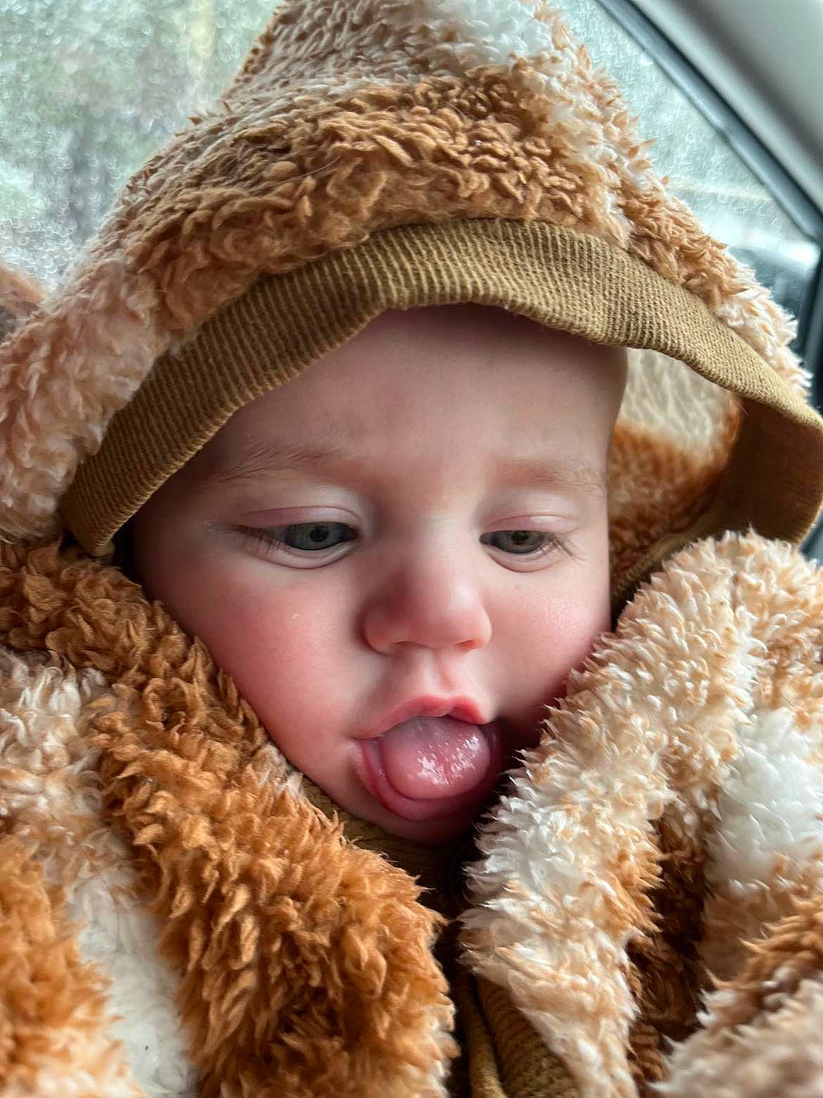 Matthew joined the competition — help win amazing prizes! animal_product, baby, cap, child, close_up, comfort, eye, facial_expression, fur_clothing, happy, hat, headwear, lip, mammal, nose, outerwear, person, skin, stuffed_toy, textile