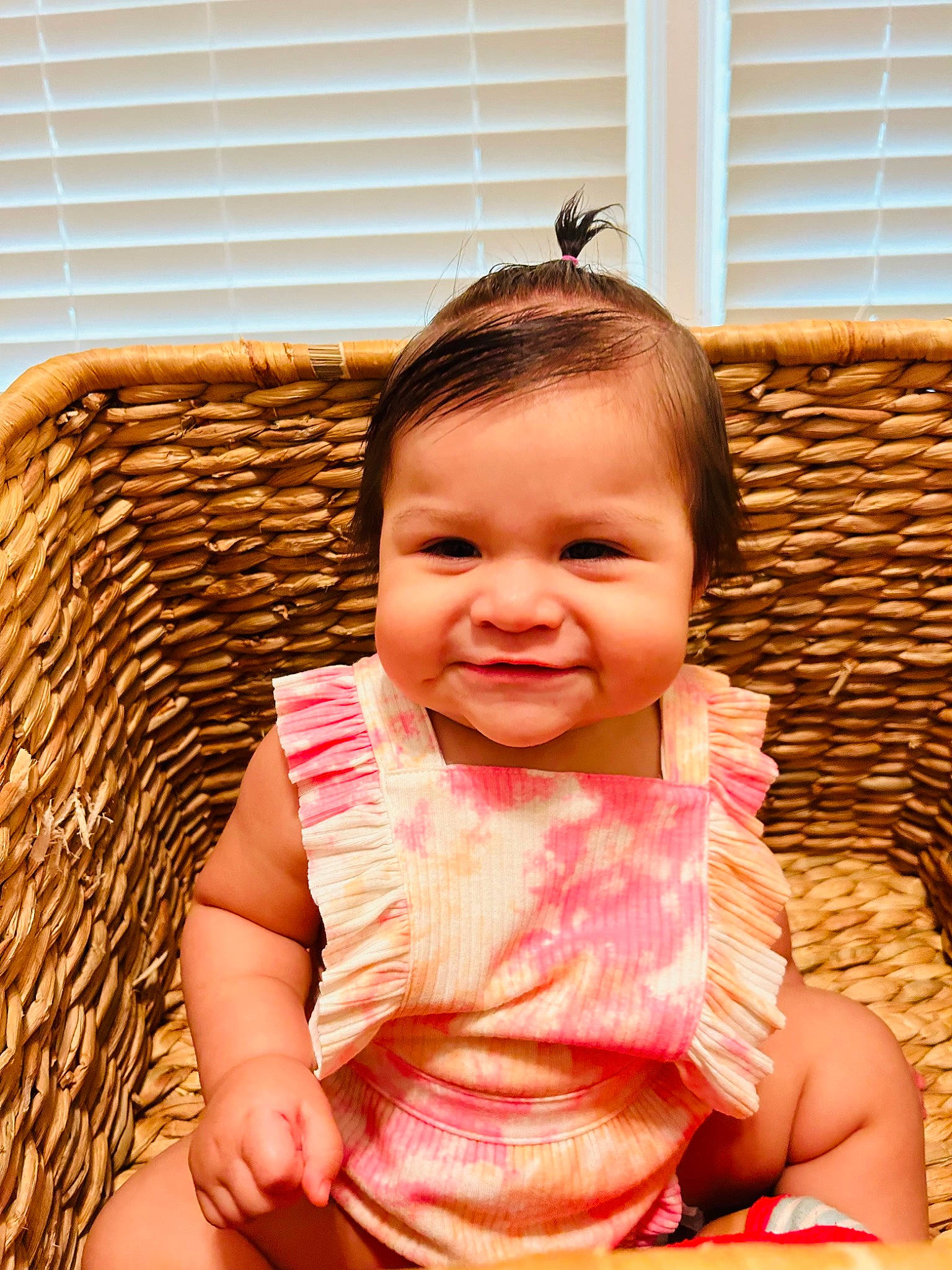 Elena is registered to the contest to win money with this photo: baby, baby_toddler_clothing, cheek, child, chin, comfort, eye, eyelash, finger, fun, happy, joy, nose, peach, person, sitting, skin, smile, thumb, toddler