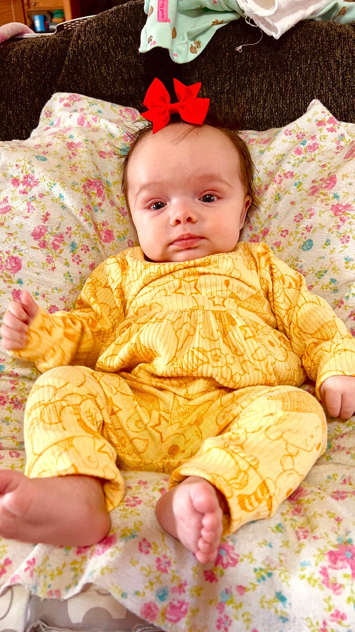 Lilly joined the competition — help win amazing prizes! baby_toddler_clothing, cheek, chin, comfort, dress, eye, face, facial_expression, hat, head, human_body, iris, lip, orange, person, pink, red, skin, sleeve, textile