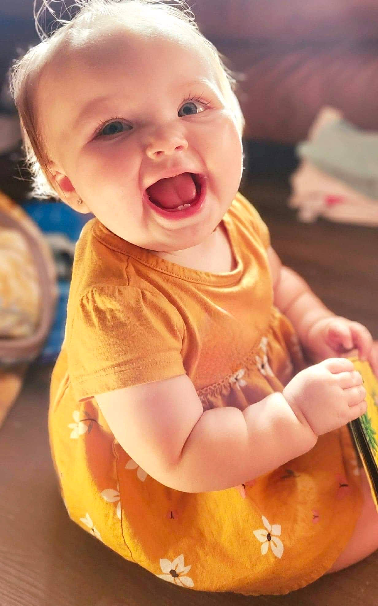 Blaklee joined the competition — help win amazing prizes! arm, baby, baby_laughing, baby_toddler_clothing, cheek, child, eye, facial_expression, finger, fun, hairstyle, happy, iris, mouth, nose, person, sitting, skin, sleeve, smile