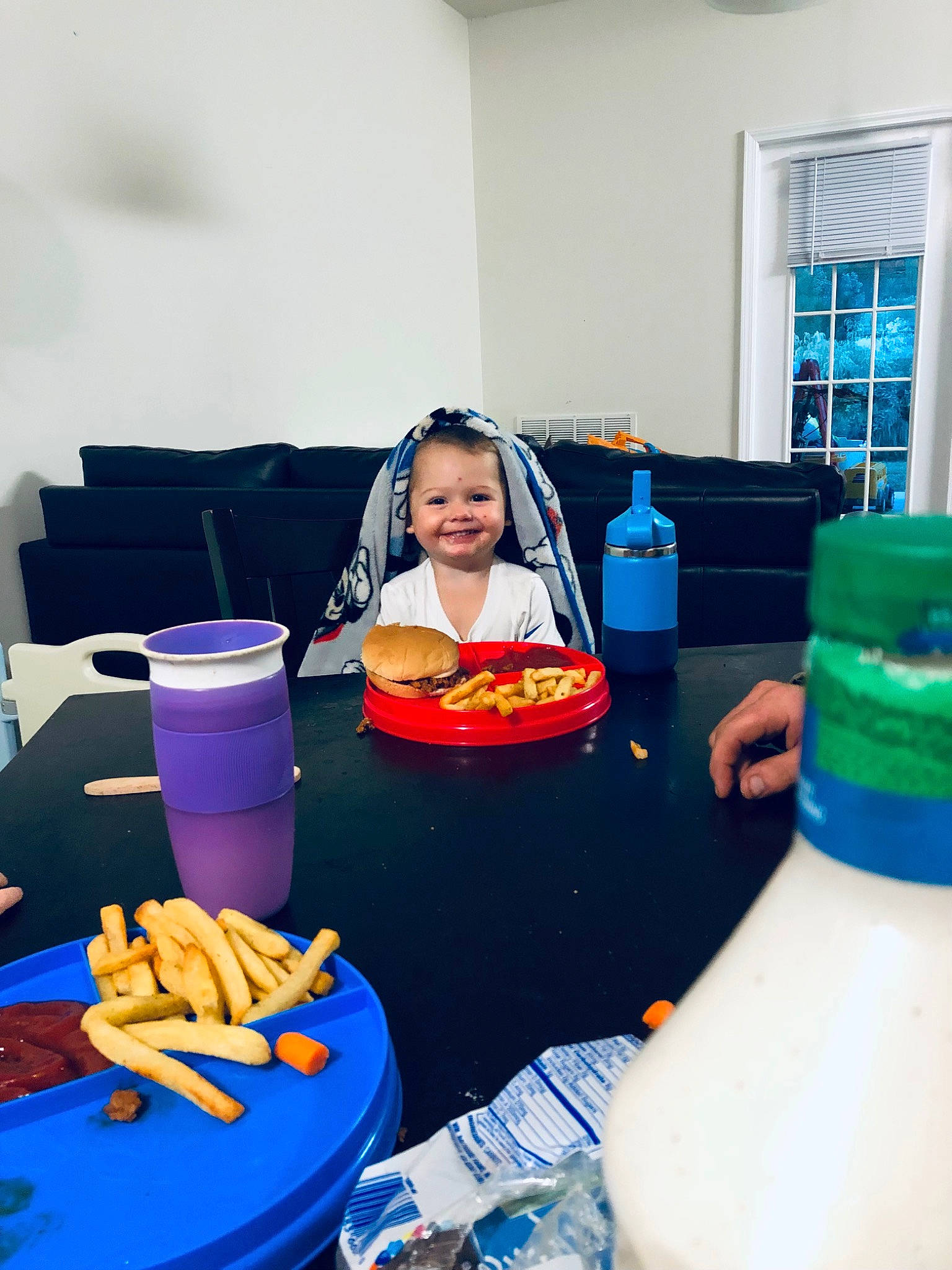 Chase is registered to the contest to win money with this photo: azure, banana, banana_family, blue, cooking_plantain, electric_blue, event, food, fruit, fun, gas, joy, leisure, person, plastic_bottle, recreation, saba_banana, smile, t_shirt, tableware