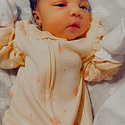 Harmony joined the competition — help win amazing prizes! baby, infant, onesie, mittens, blanket, cloud_pattern, sleepwear, soft_fabric, cute, newborn, lying_down, portrait, child, small_hands, peaceful, indoors, warm_colors, closeup, face, young
