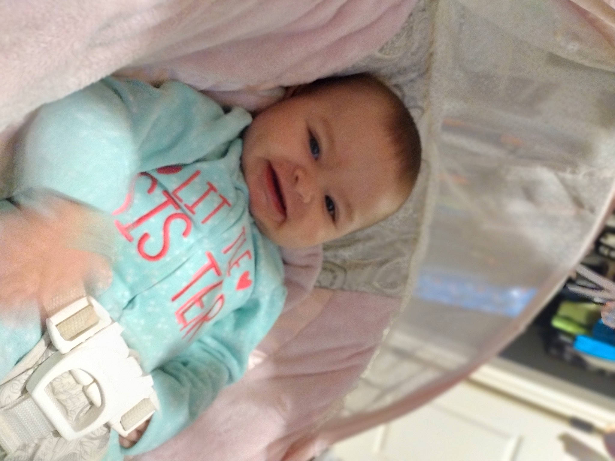 Erin is registered to the contest to win money with this photo: baby, baby_products, baby_toddler_clothing, beauty, cheek, child, comfort, event, happy, human, linens, person, product, room, skin, smile, textile, toddler