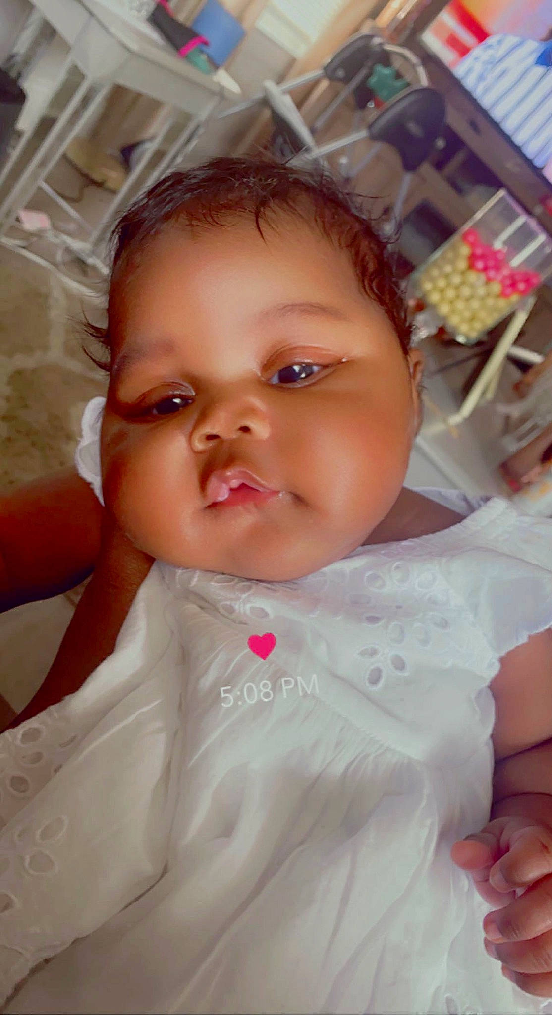 Aaliyah joined the competition — help win amazing prizes! baby, baby_toddler_clothing, cheek, chin, dress, ear, eye, eyebrow, eyelash, hairstyle, head, iris, lip, mouth, neck, nose, person, pink, skin, sleeve