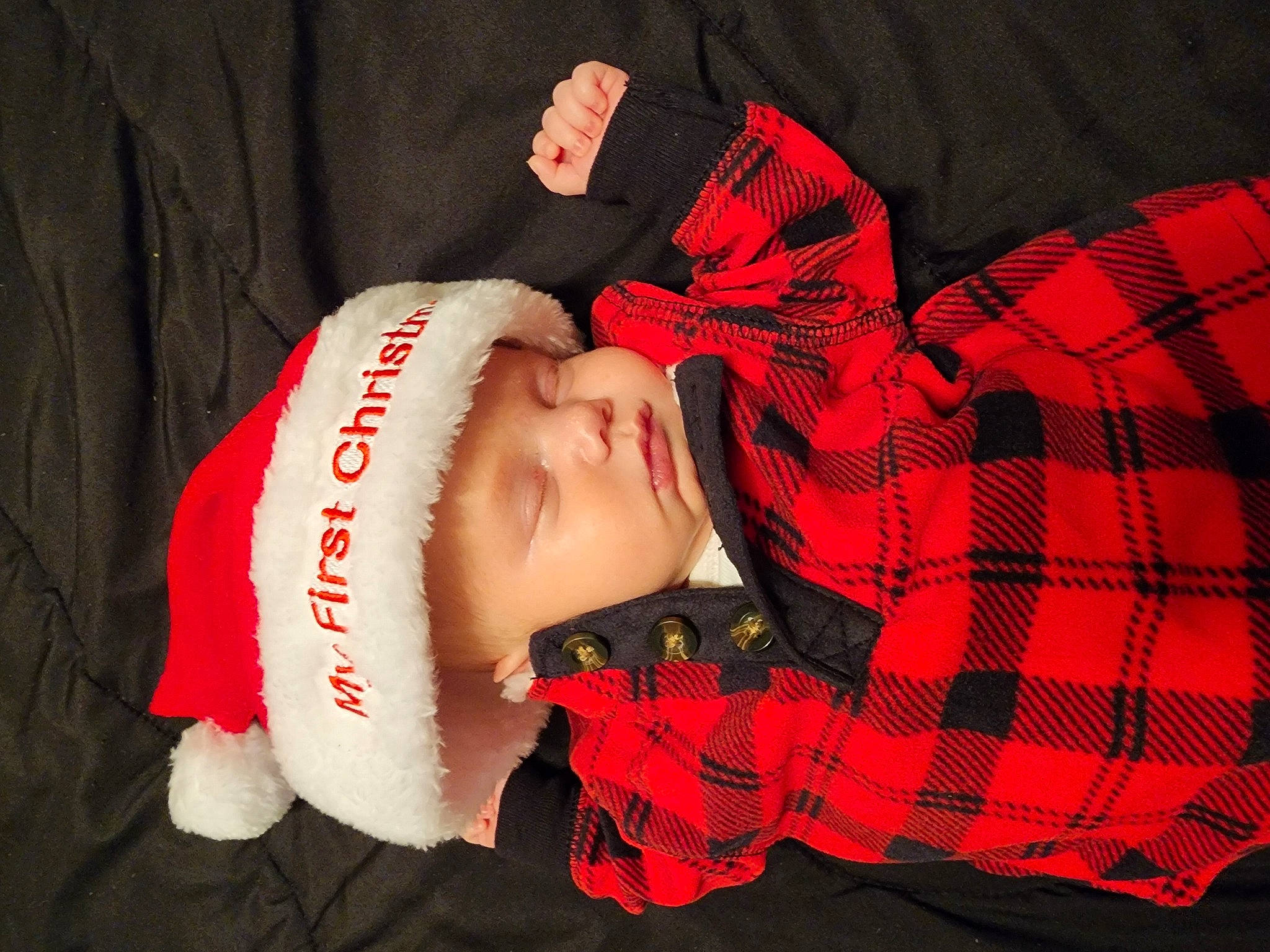 Colton joined the competition — help win amazing prizes! baby, baby_toddler_clothing, carmine, child, collar, fashion_accessory, flash_photography, flesh, fur, headwear, lip, pattern, person, plaid, red, sleeve, tartan, toddler, wrist