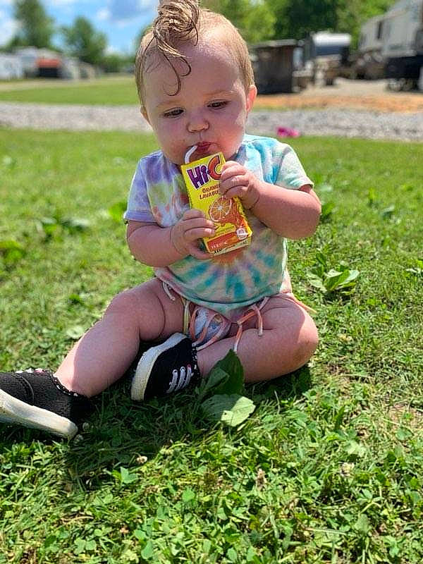 Loretta joined the competition — help win amazing prizes! child, fun, grass, grass_family, lawn, person, plant, play, sitting, toddler