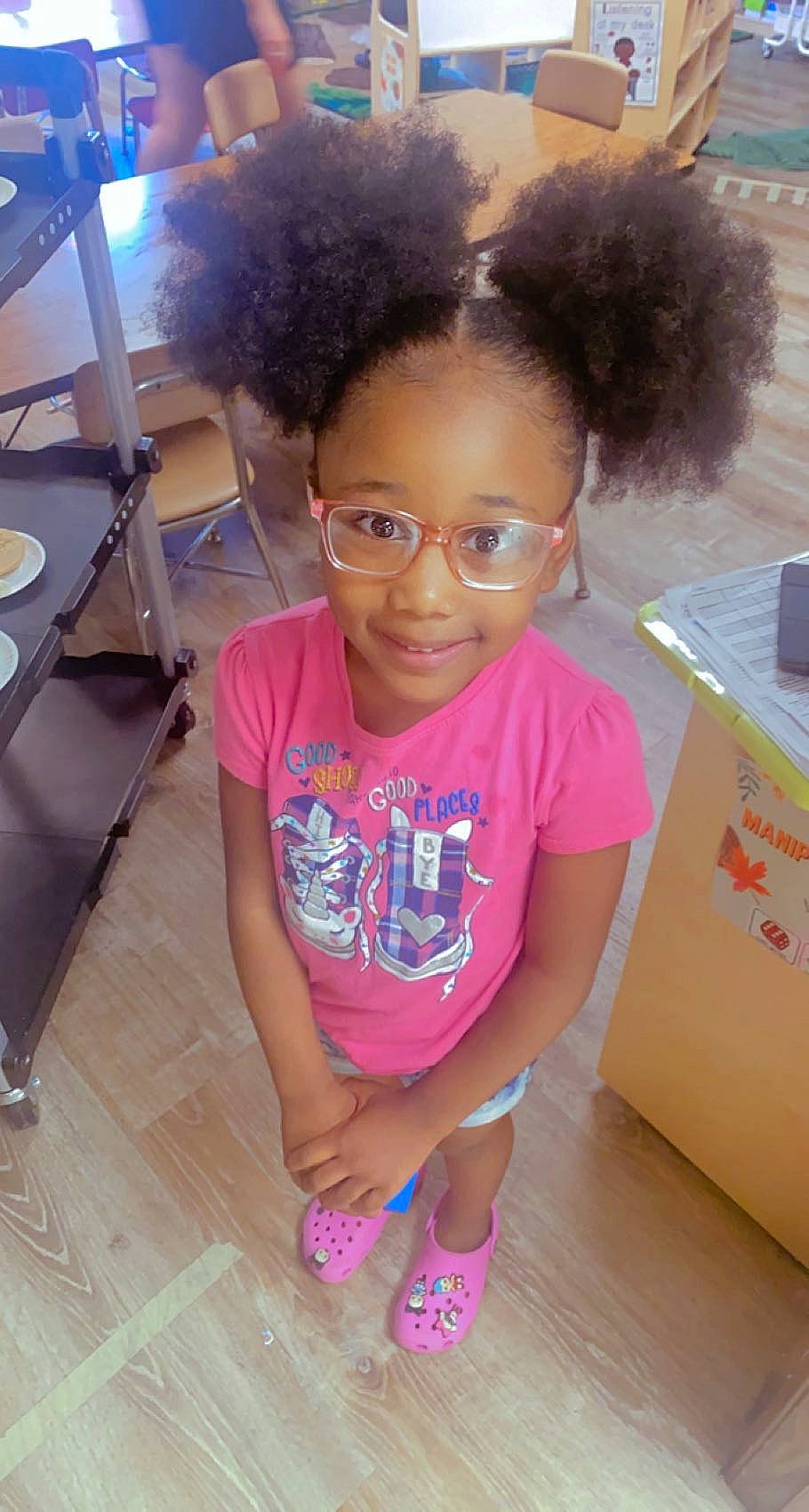 Loyalty Moss joined the competition — help win amazing prizes! afro, black_hair, cheek, chin, cool, eyebrow, eyewear, face, forehead, glasses, happy, jheri_curl, joy, lip, magenta, nose, person, pink, skin, smile