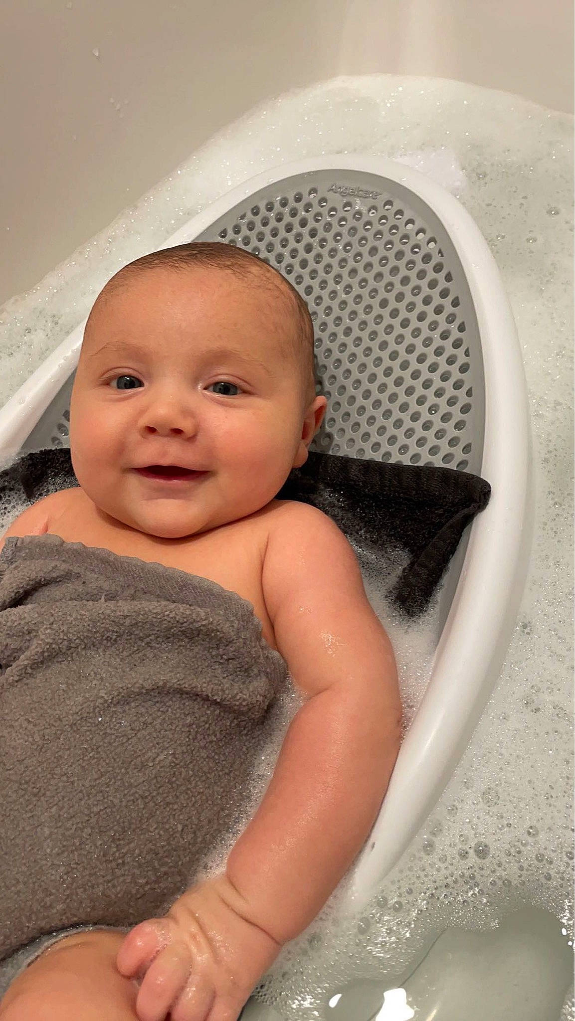 Hudson joined the competition — help win amazing prizes! baby, bathing, cheek, chin, comfort, eye, eyebrow, face, hairstyle, happy, head, headgear, iris, joy, nose, organ, person, plumbing_fixture, product, skin