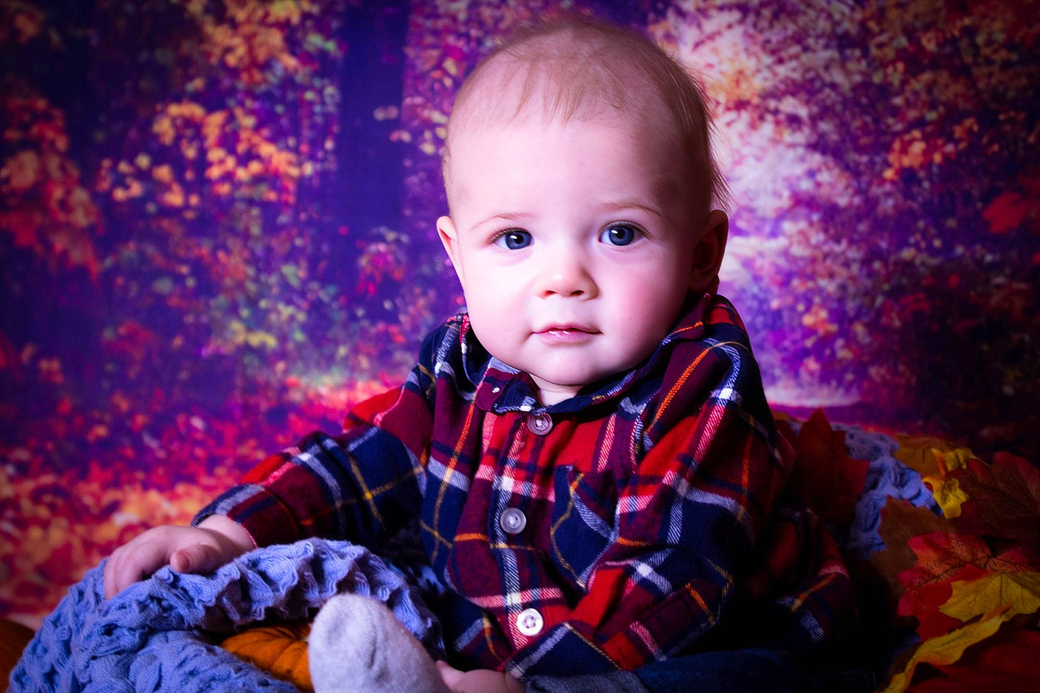 Ronin joined the competition — help win amazing prizes! baby, baby_toddler_clothing, cheek, child, electric_blue, eye, flash_photography, fun, grass, happy, head, iris, pattern, people_in_nature, person, plaid, purple, red, tartan, toddler