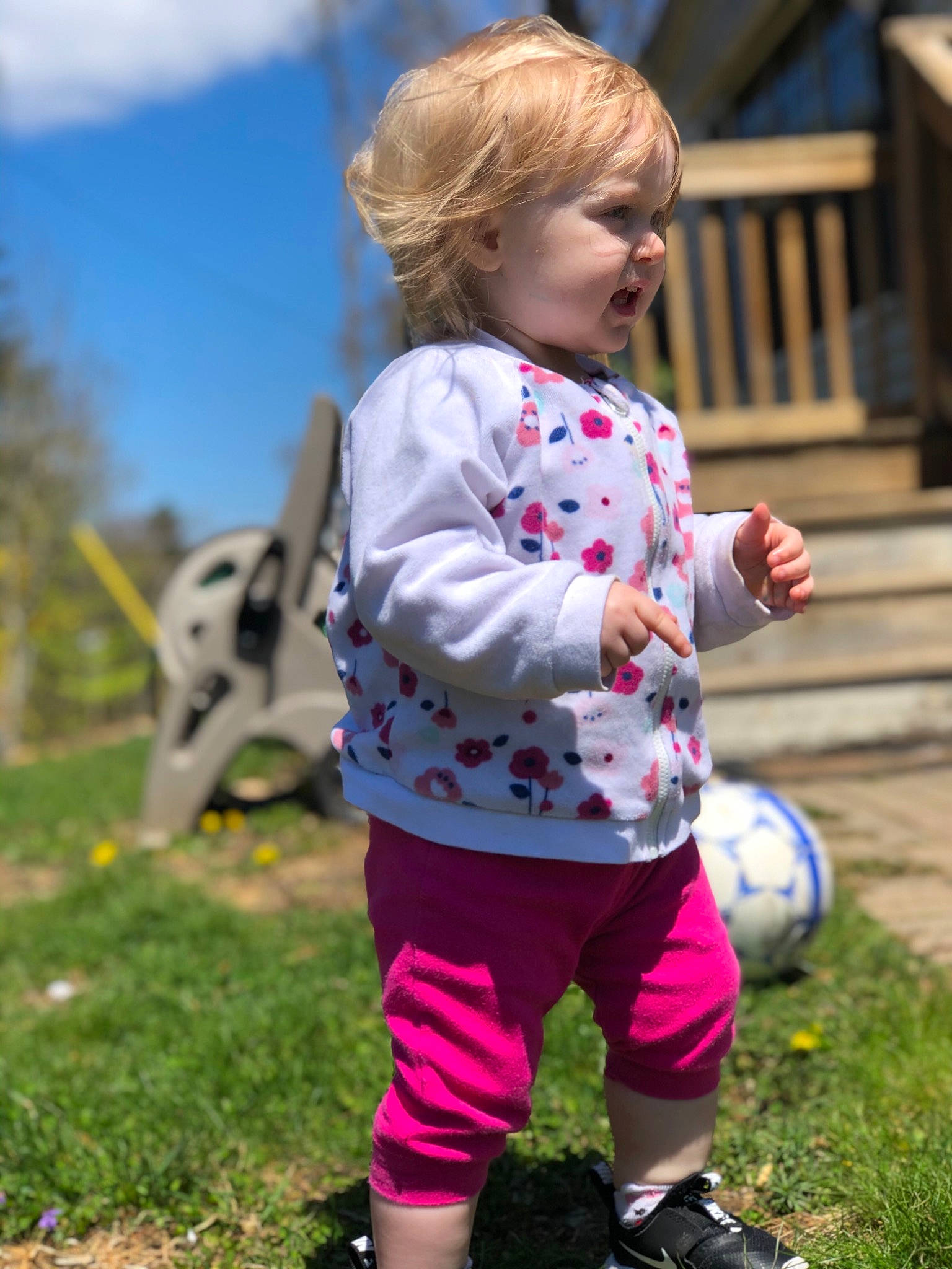 Memphis joined the competition — help win amazing prizes! baby, child, grass, outerwear, pattern, people, person, pink, plant, play, sleeve, t_shirt, toddler, vacation, walking