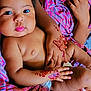 baby, child, henna, butterfly, tattoo, arm, hand, skin, colorful_cloth, fabric, person, infant, cute, closeup, portrait, love, cozy, soft, warm, family