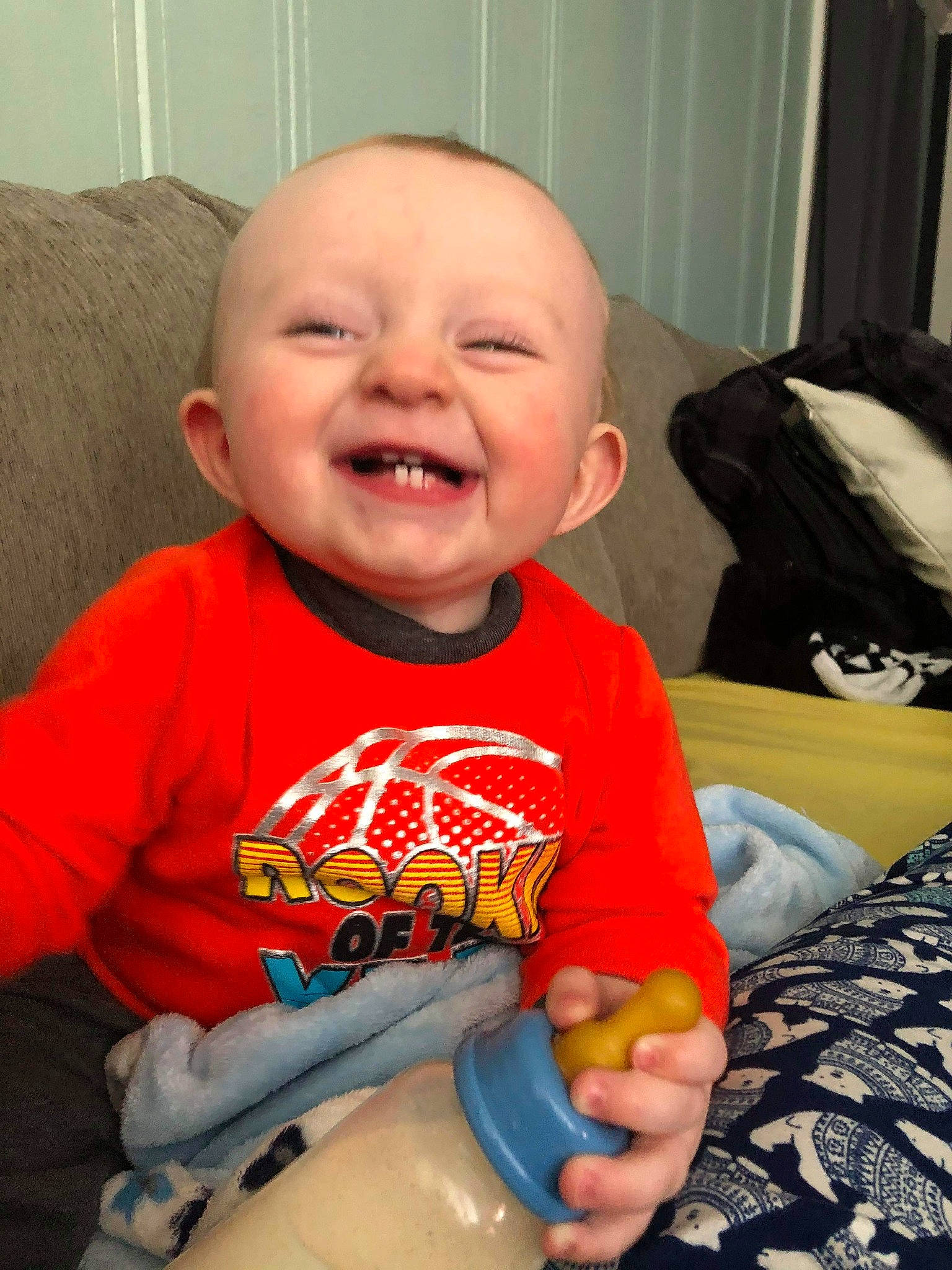 Landon joined the competition — help win amazing prizes! arm, baby, baby_toddler_clothing, cheek, chin, eye, face, facial_expression, finger, hairstyle, head, iris, joy, mouth, nose, person, product, skin, sleeve, smile