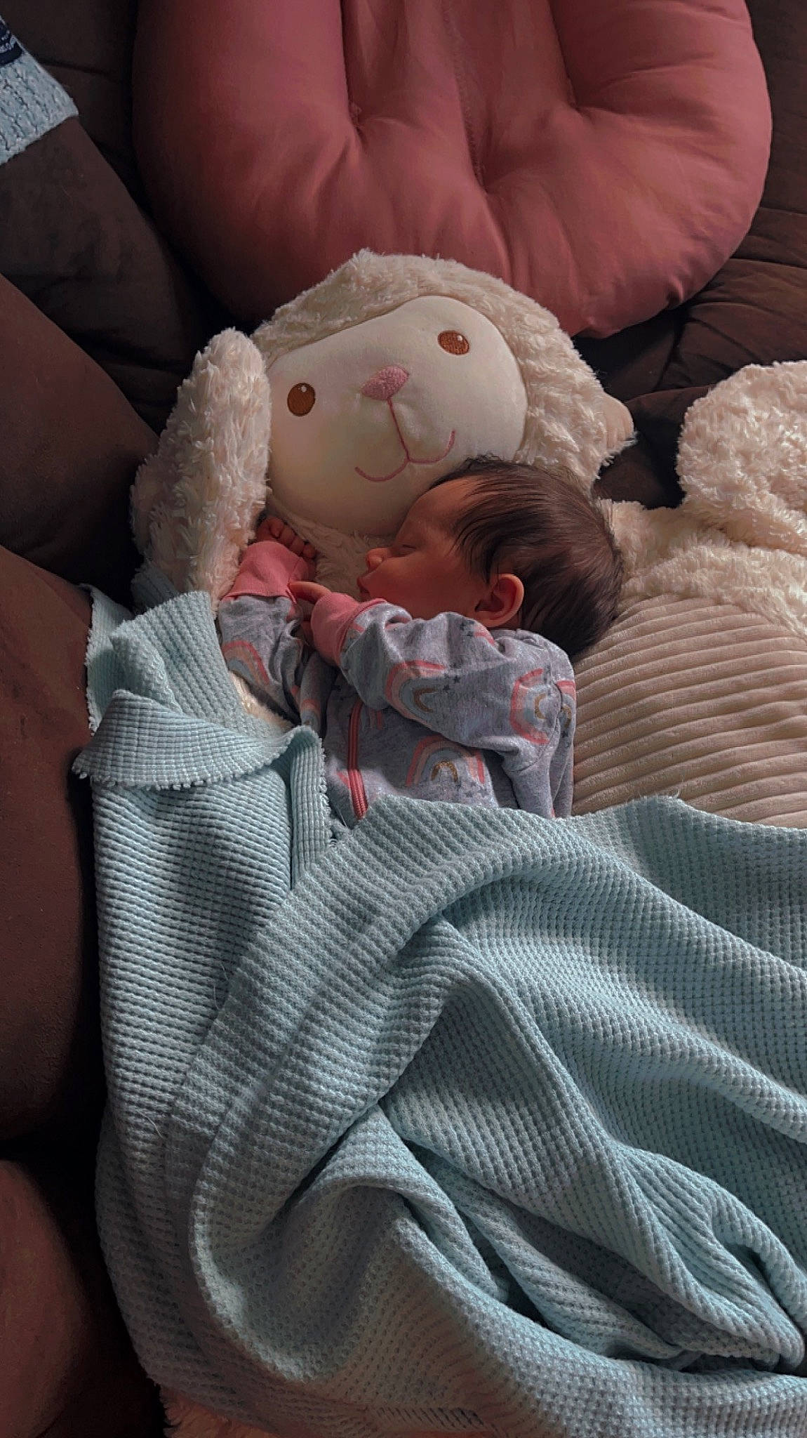 Elaine joined the competition — help win amazing prizes! arm, baby, baby_sleeping, bedding, bedtime, child, comfort, fur, gesture, human_body, linens, mouth, nose, person, sitting, skin, stuffed_toy, teddy_bear, textile, toddler