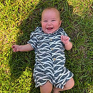 Westin Derek joined the competition — help win amazing prizes! baby, grass, smiling, outdoor, child, happy, infant, clothing, patterned_clothes, barefoot, sunlight, nature, greenery, casual, cute, portrait, one_person, young_child, playful, summer