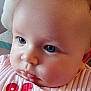 Aurora joined the competition — help win amazing prizes! baby, closeup, face, blue_eyes, chubby_cheeks, drool, pink_clothing, infant, cute, portrait, soft_lighting, skin, young_child, expression, person, head, indoors, newborn, child, apparel
