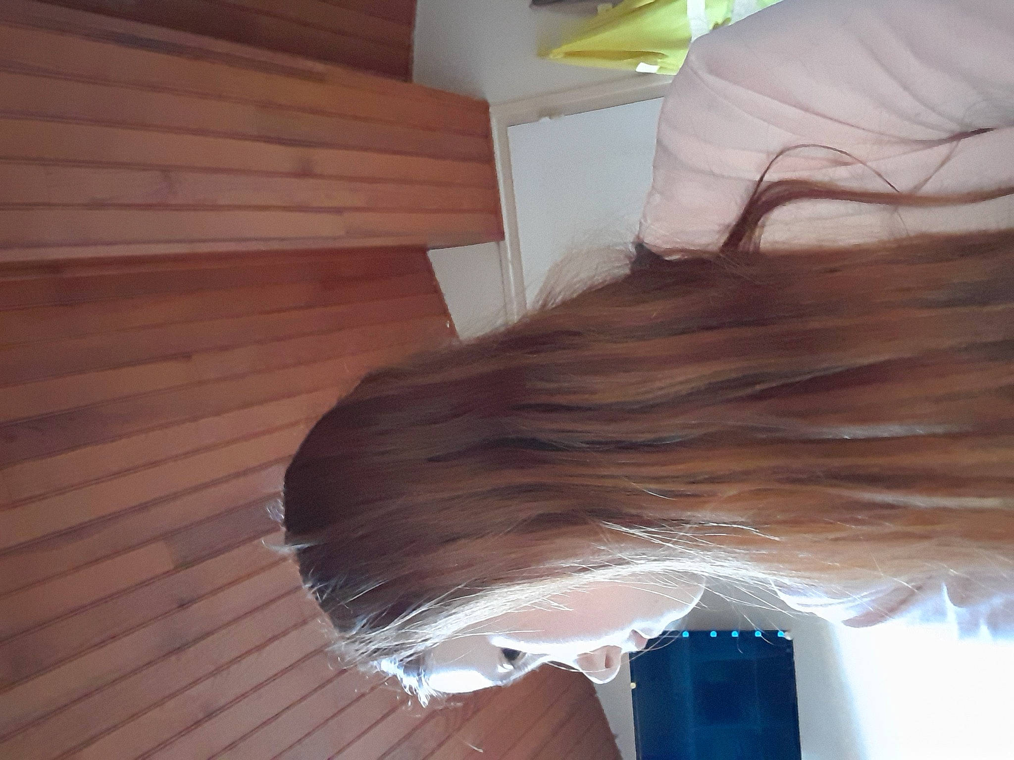 Maelya a rejoint le concours — aidez-le/la à gagner de superbes lots ! brown_hair, dress, eyelash, fashion_accessory, fawn, feather, flooring, fur, hair_care, hair_coloring, hardwood, human_leg, jaw, layered_hair, liver, person, room, tail, waist, wood