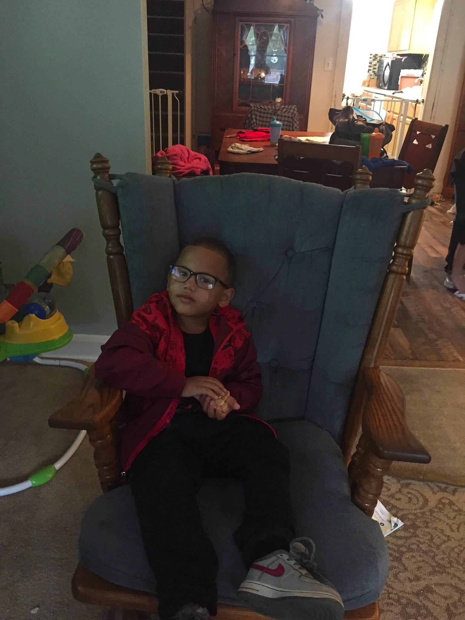 Izayyah is registered to the contest to win money with this photo: chair, child, comfort, couch, floor, flooring, fun, furniture, house, person, recliner, room, sitting, toddler, vacation