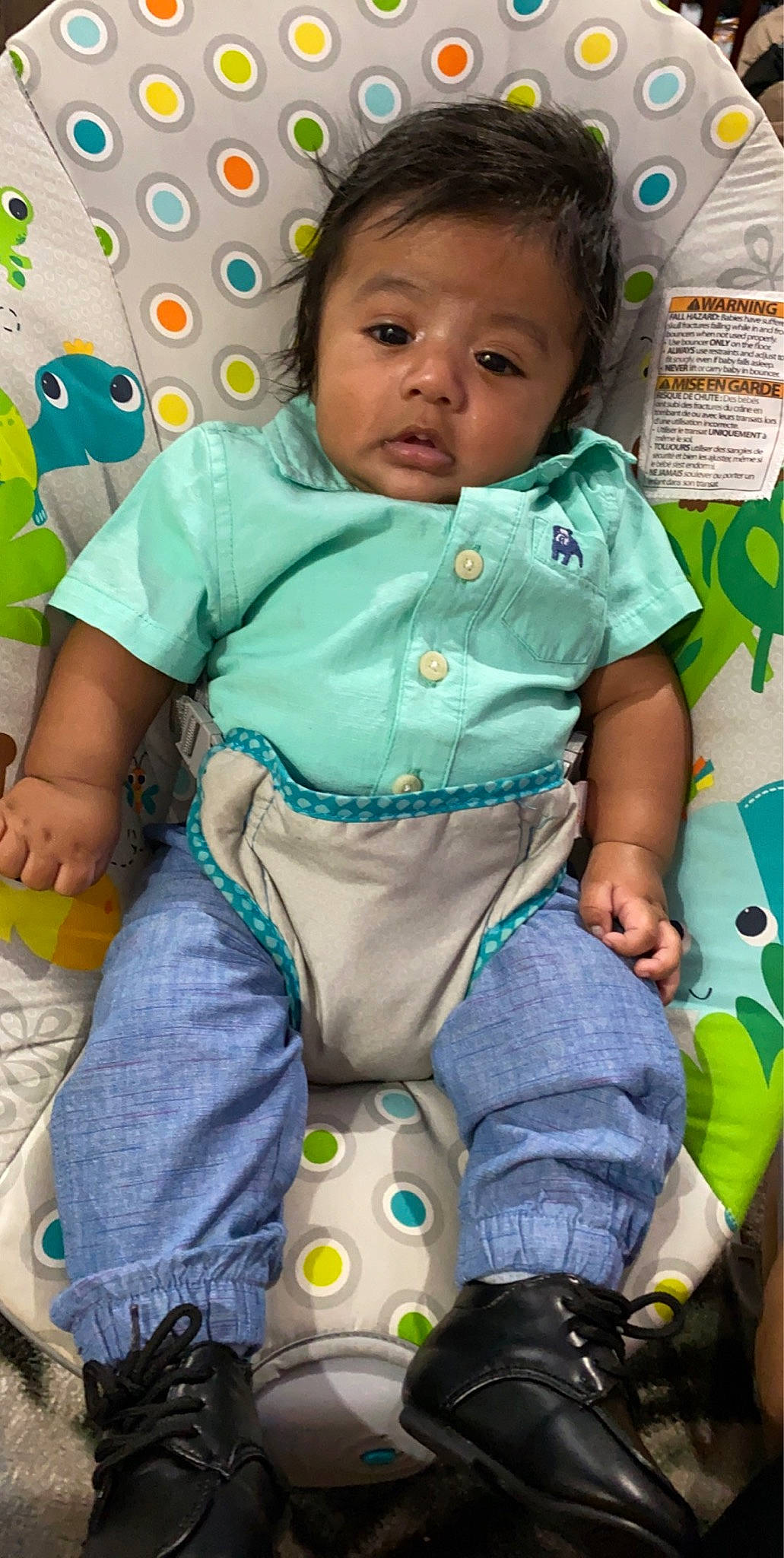 Luis is registered to the contest to win money with this photo: baby, baby_products, baby_toddler_clothing, child, green, person, play, toddler