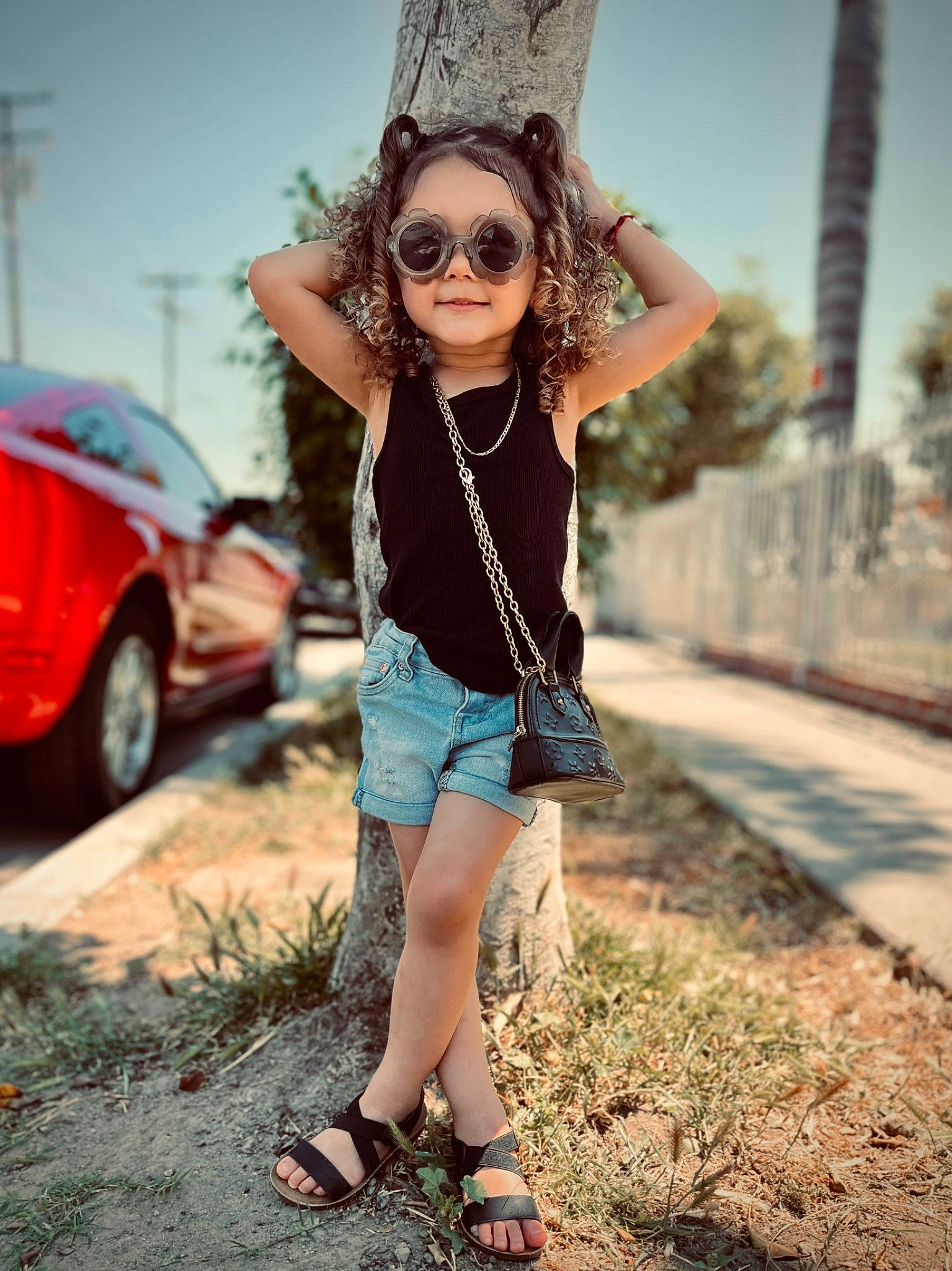 Ariella is registered to the contest to win money with this photo: black_hair, car, cool, eyewear, fashion, fashion_design, flash_photography, goggles, hairstyle, outerwear, person, shoulder, style, sunglasses, sunlight, textile, thigh, tire, vision_care, waist