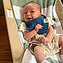 Liam is registered to the contest to win money with this photo: baby, baby_bouncer, bib, clothing, cute, fabric, face, foot, hand, happy, indoor, infant, newborn, person, relaxing, skin, smile, socks, towel, wood_floor