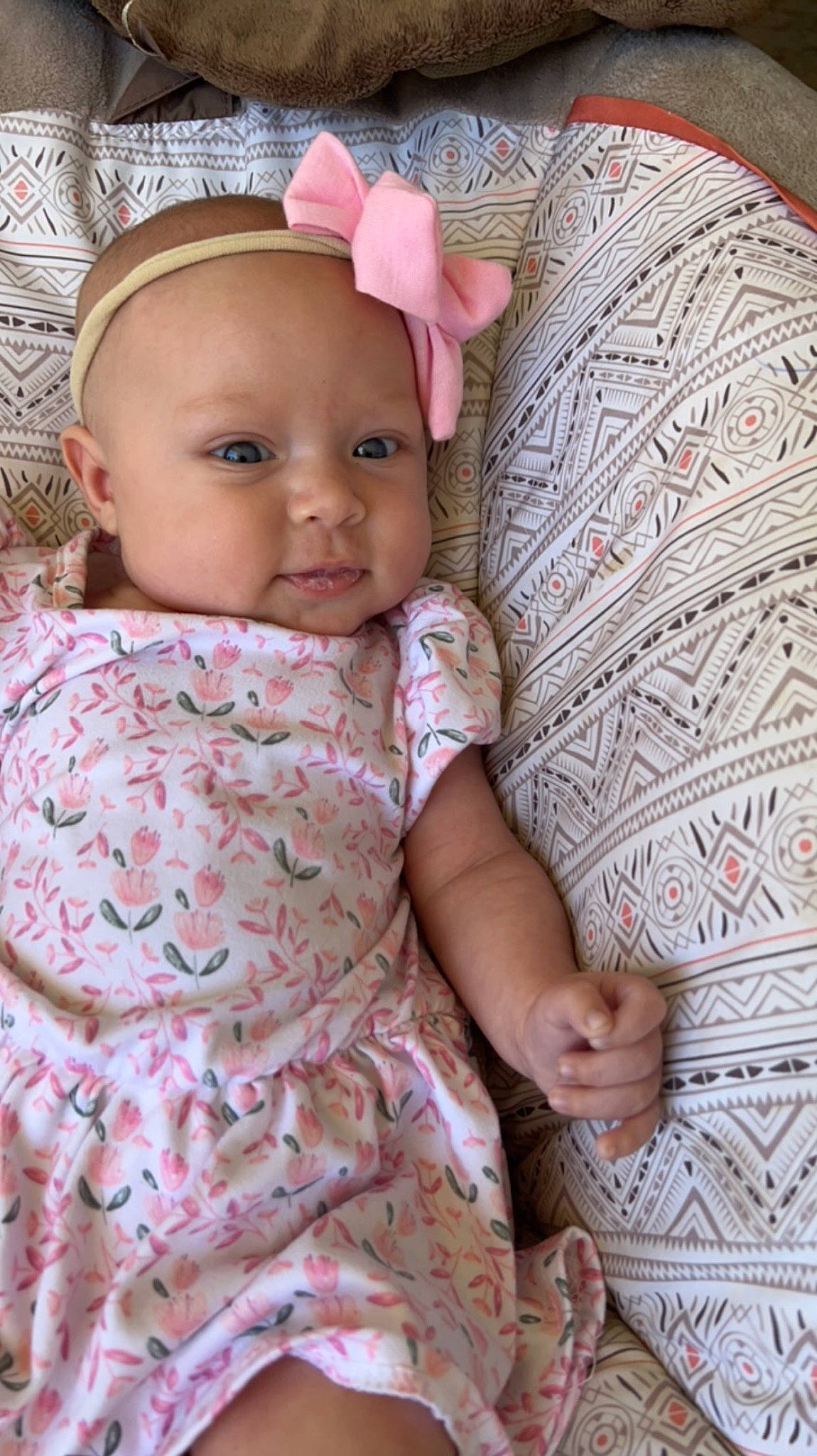 Athena joined the competition — help win amazing prizes! baby, baby_toddler_clothing, cap, cheek, clothing, comfort, day_dress, dress, eye, head, iris, linens, lip, pattern, person, pink, skin, sleeve, smile, textile