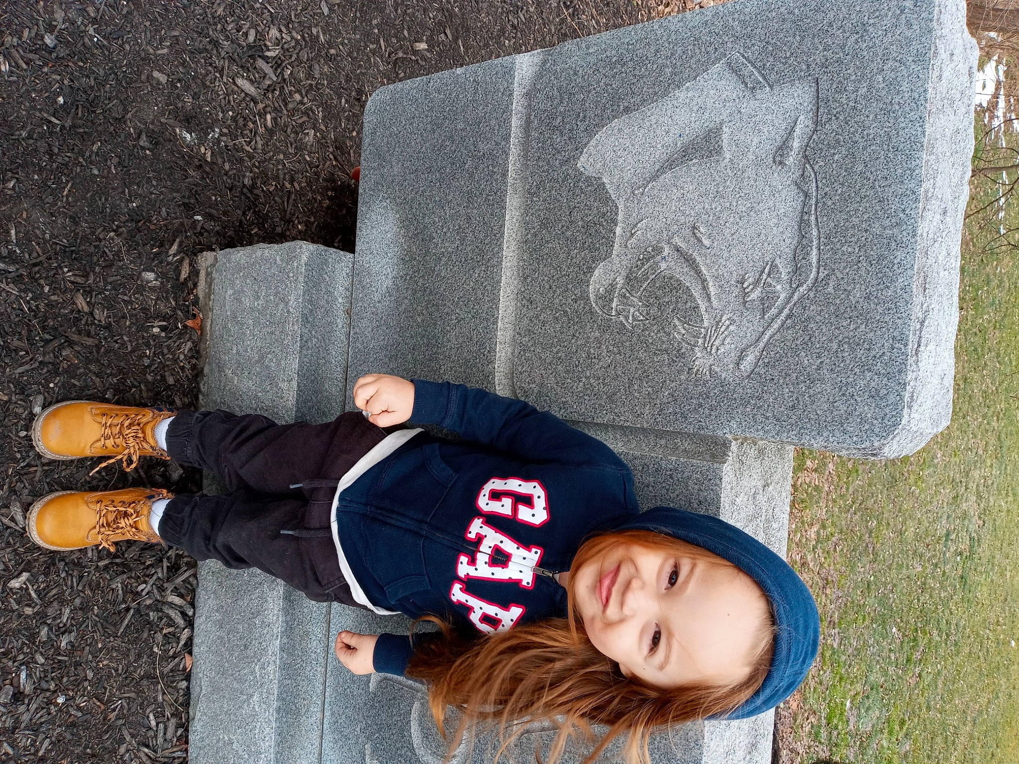 Jared is registered to the contest to win money with this photo: art, asphalt, beauty, child, concrete, font, fun, grass, joy, leaf, leisure, person, photograph, public_space, road_surface, snapshot, t_shirt, toddler, tree, walking_shoe