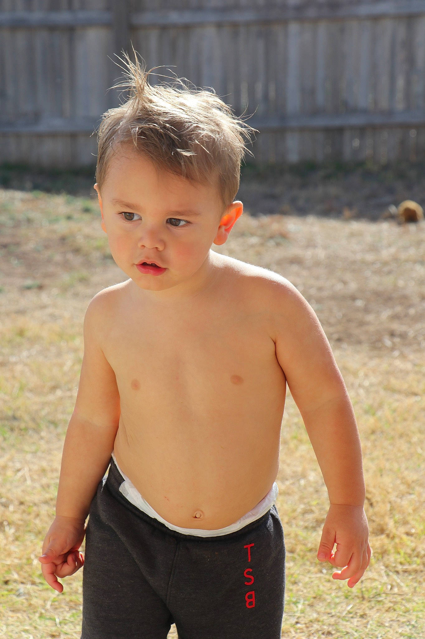 Tres joined the competition — help win amazing prizes! abdomen, barechested, blond, chest, child, fun, male, muscle, neck, person, photography, play, shorts, skin, standing, stomach, summer, toddler, trunk, trunks