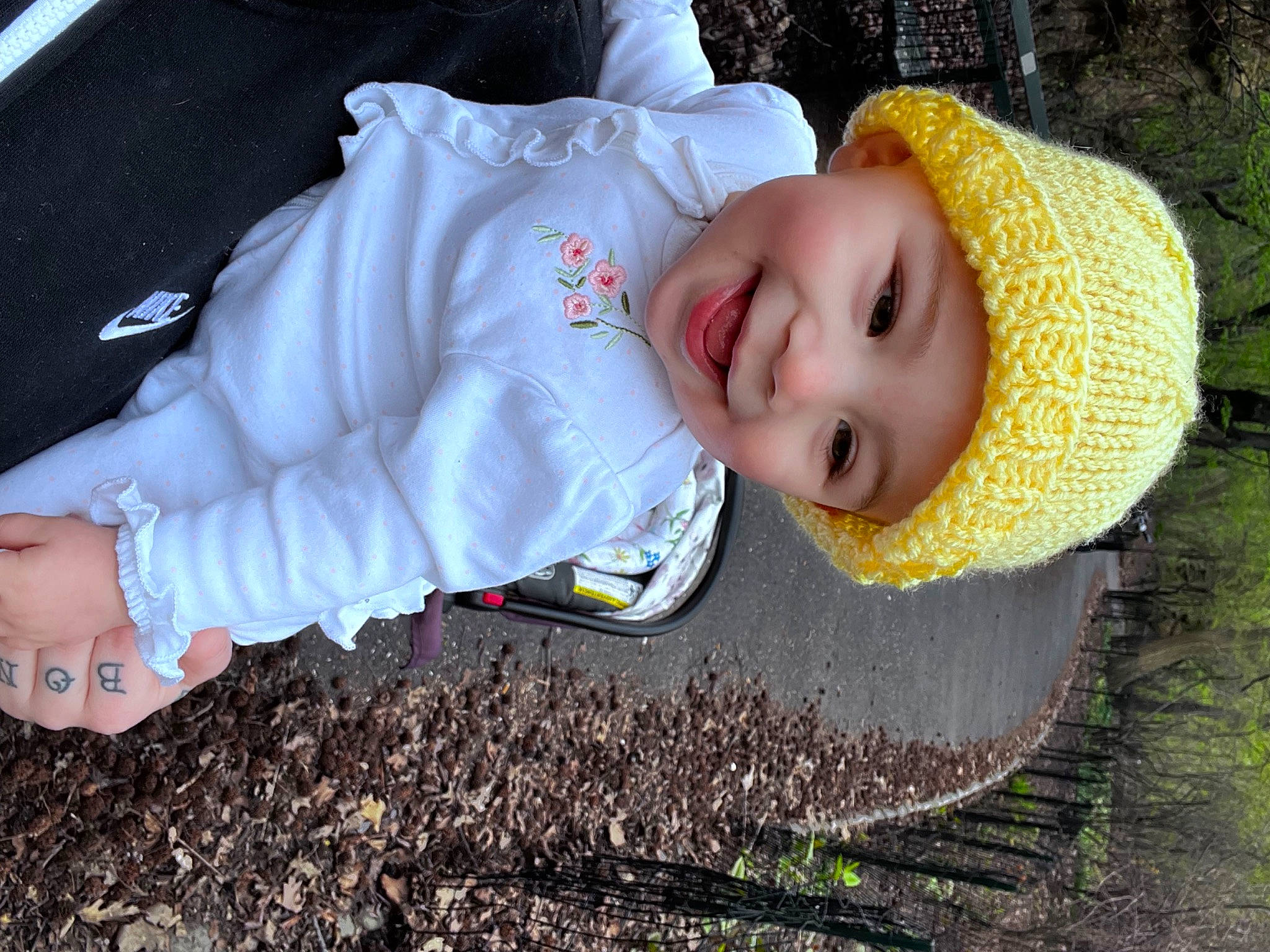 Alana joined the competition — help win amazing prizes! baby, baby_laughing, baby_toddler_clothing, child, eye, fun, grass, happy, hat, headwear, joy, pattern, people_in_nature, person, plant, sitting, sleeve, smile, soil, sun_hat