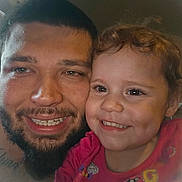 Selene joined the competition — help win amazing prizes! man, child, toddler, smile, happy, face, portrait, indoor, curly_hair, beard, tattoo, shelf, clothing, person, closeup, family, joy, cute, skin, head