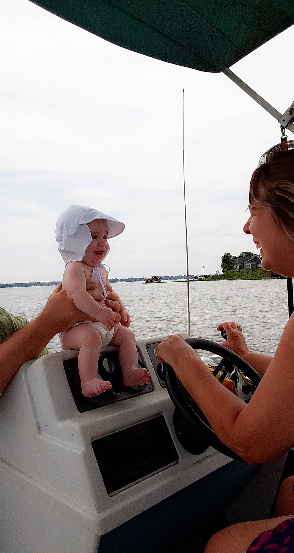 Adilynn is registered to the contest to win money with this photo: boat, boating, deck, fashion_accessory, fun, headwear, leisure, muscle, person, recreation, sailing, sea, speedboat, sun_tanning, vacation, vehicle, white