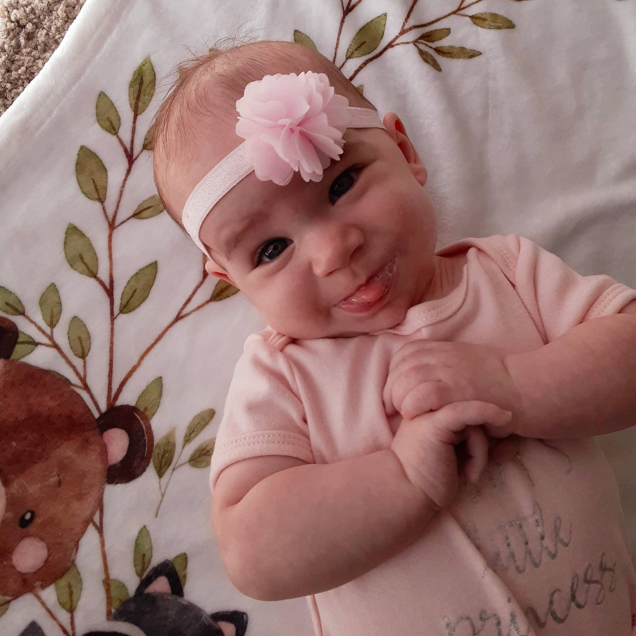 Adilynn joined the competition — help win amazing prizes! baby, baby_products, baby_sleeping, baby_toddler_clothing, cheek, child, fashion_accessory, hair_accessory, head, headband, headgear, headpiece, headwear, person, pink, product, toddler