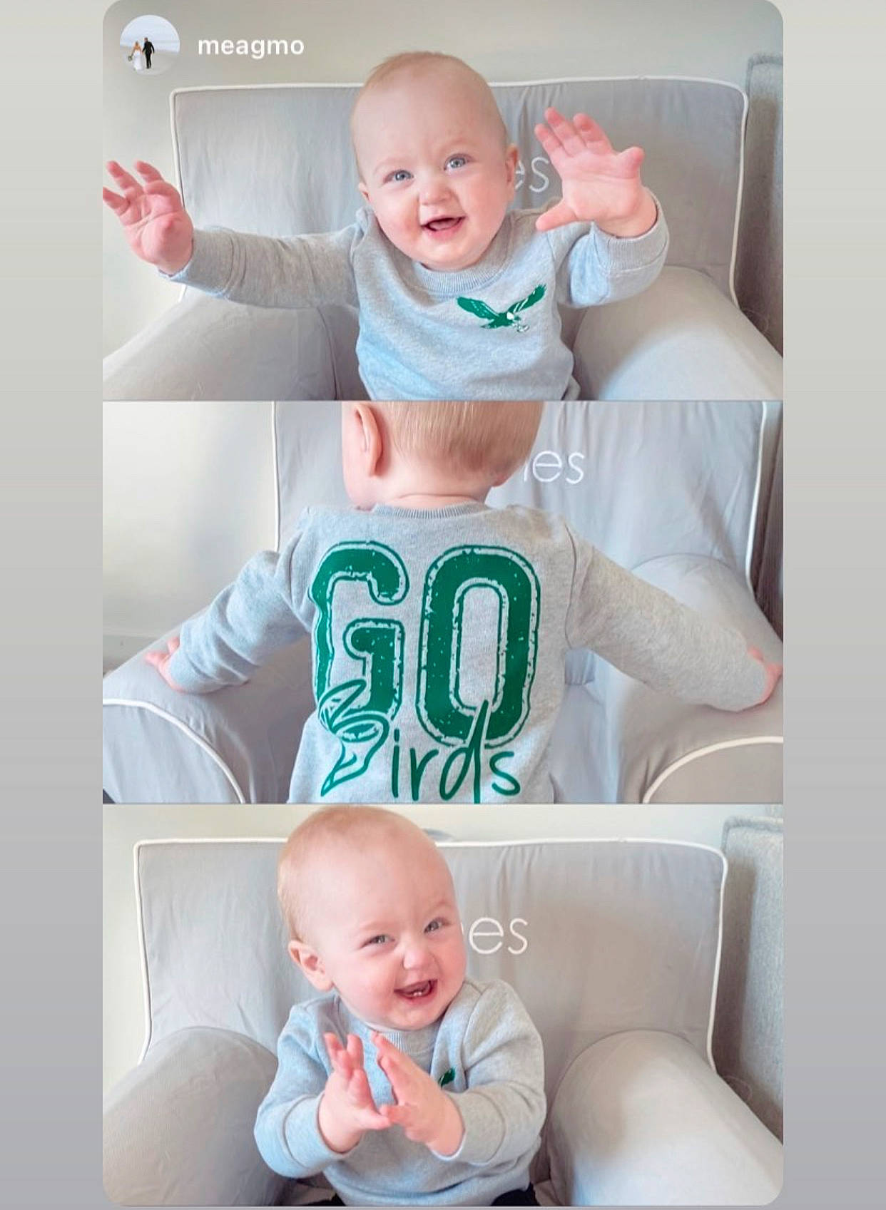 James joined the competition — help win amazing prizes! arm, baby, baby_toddler_clothing, comfort, face, finger, gesture, happy, head, mouth, neck, person, photograph, product, shoulder, skin, sleeve, smile, t_shirt, toddler