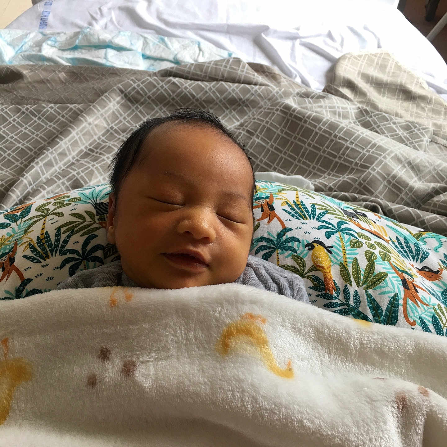 Ayden participe au concours pour gagner de l'argent avec cette photo : animal_print, baby, blanket, child, comfort, cozy, cute, face, healthcare, hospital_bed, indoor, infant, newborn, pattern, peaceful, person, pillow, resting, sleeping, soft_texture