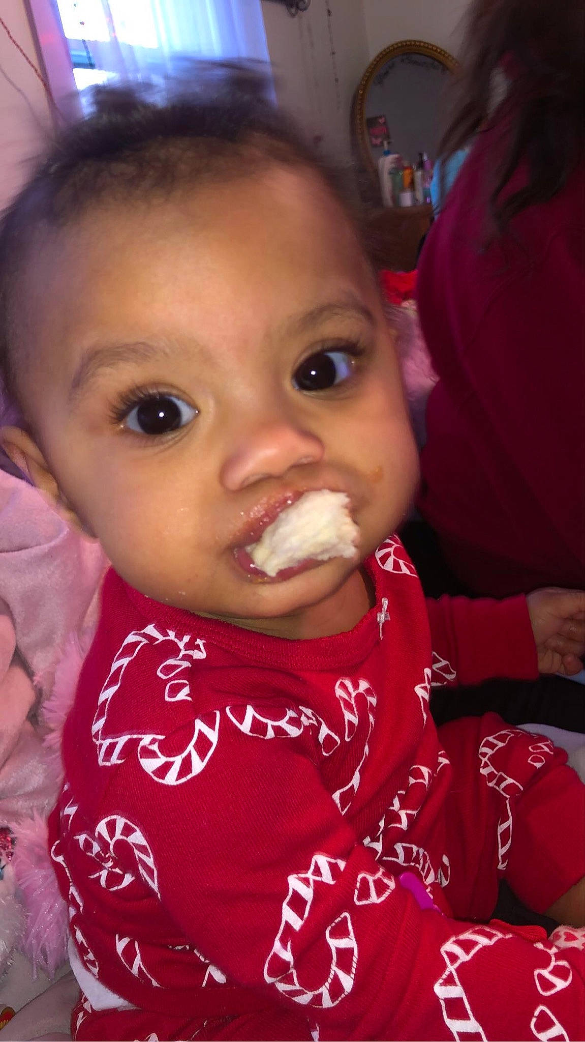 Amaia joined the competition — help win amazing prizes! baby, baby_toddler_clothing, cheek, child, ear, eyebrow, eyelash, forehead, fun, hair, happy, iris, lip, mouth, nose, person, pink, skin, sleeve, sweetness