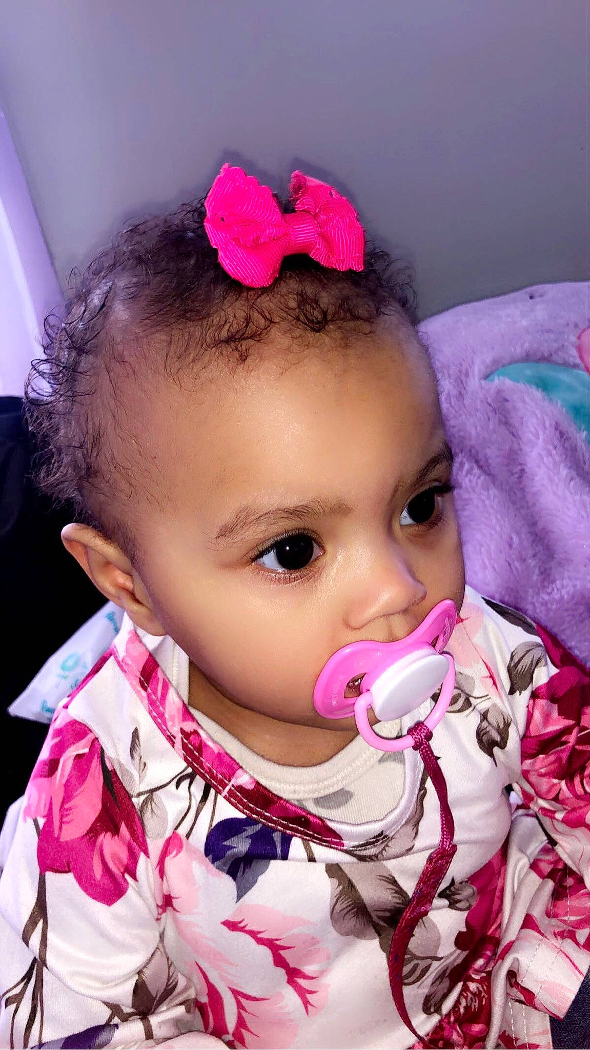 Amaia joined the competition — help win amazing prizes! baby, baby_toddler_clothing, beauty, cheek, chin, ear, eye, eyebrow, eyelash, happy, head, iris, lip, magenta, nose, person, pink, purple, skin, toddler