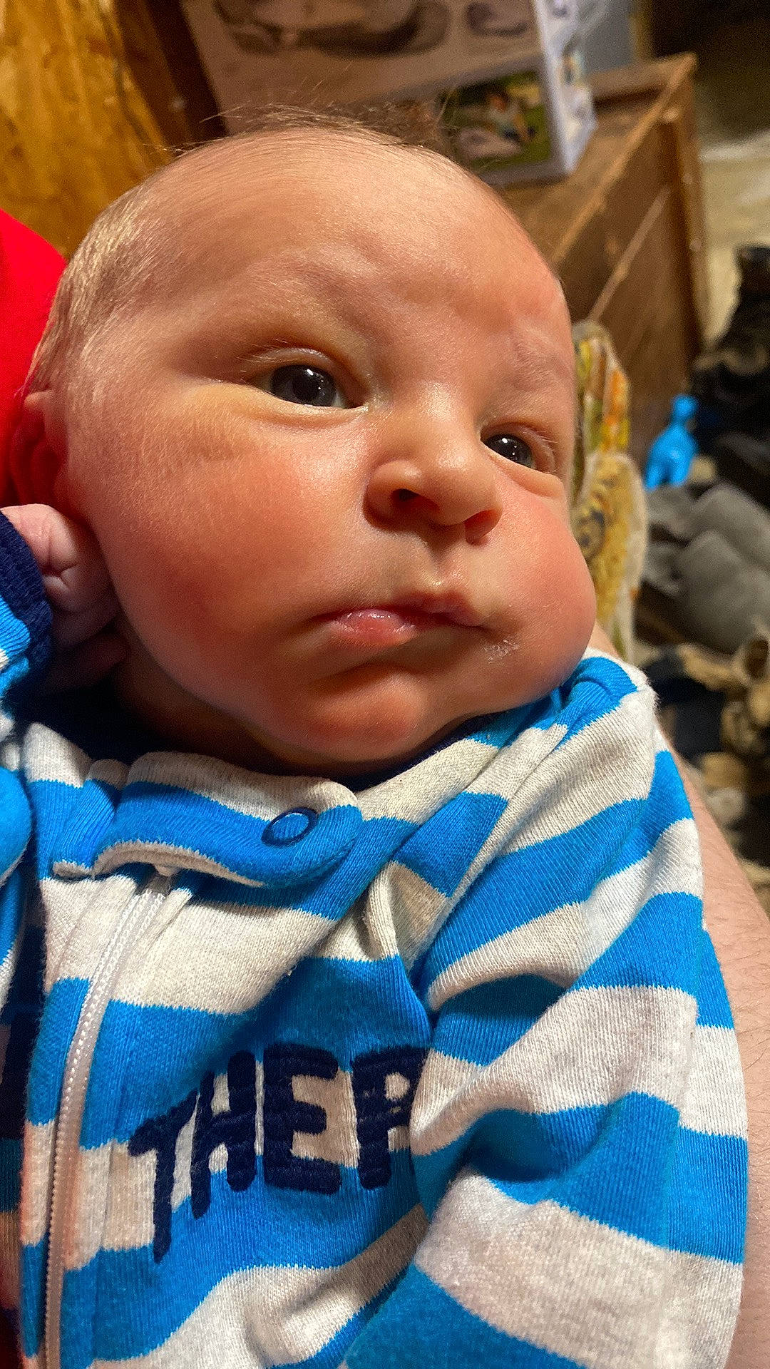 Gunner is registered to the contest to win money with this photo: baby, baby_toddler_clothing, blue, box, cheek, child, electric_blue, eyelash, fun, grass, happy, iris, lip, mouth, nose, pattern, person, portrait_photography, skin, toddler