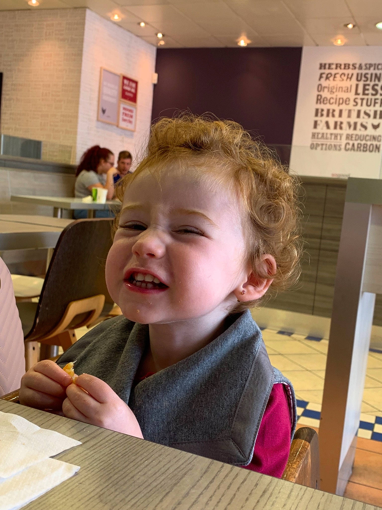 Theadora joined the competition — help win amazing prizes! child, fun, person, reading, restaurant, smile, toddler, vacation