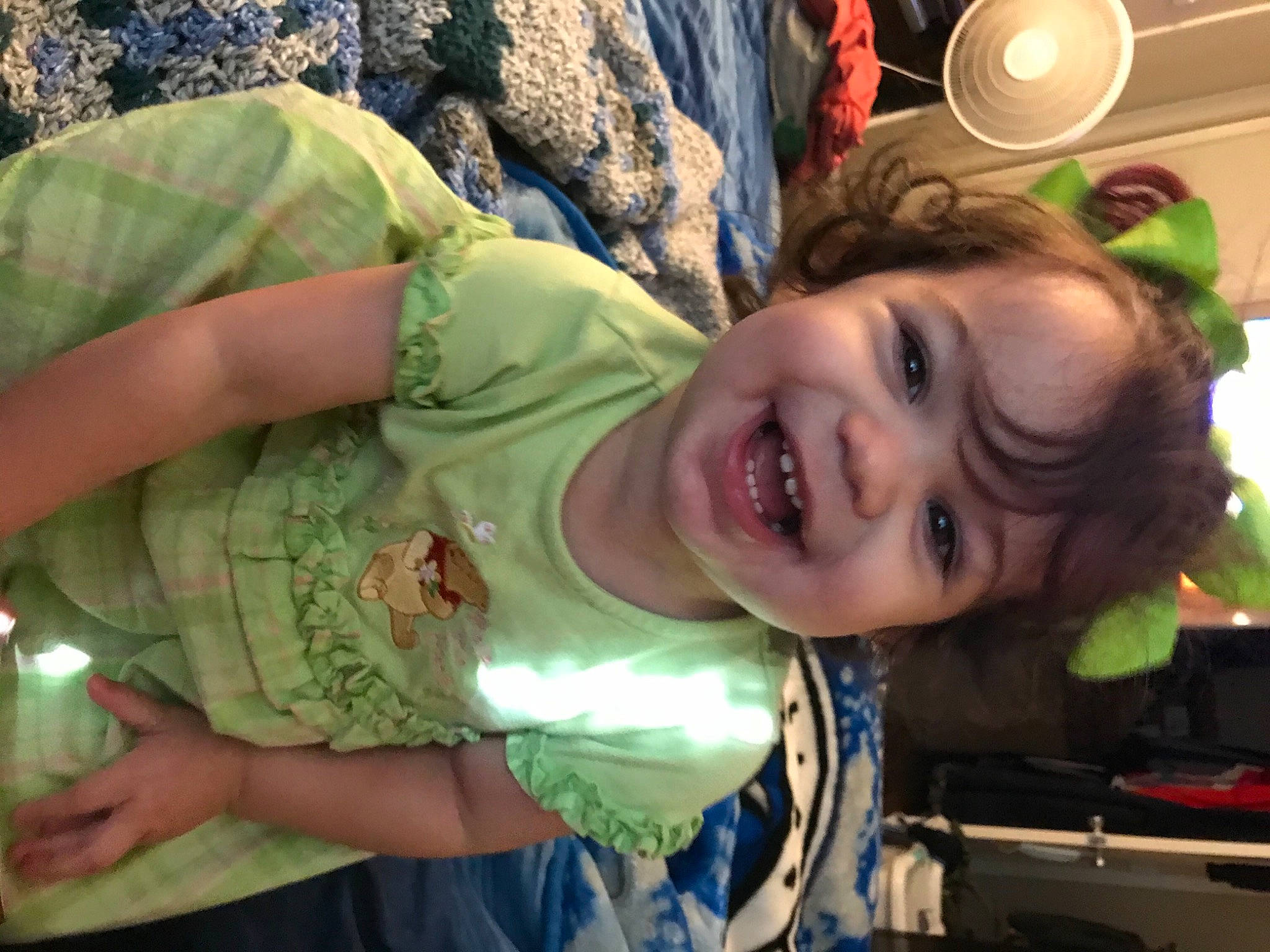 Meilani is registered to the contest to win money with this photo: baby, baby_toddler_clothing, cheek, eye, eyelash, green, happy, iris, joy, mouth, nose, person, plant_pathology, selfie, throat, toddler, tooth