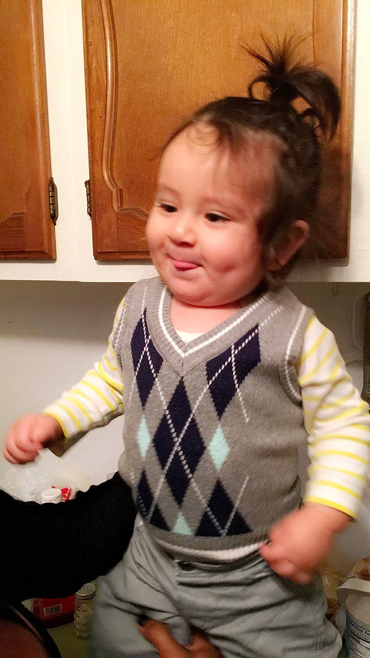 Leonard Jayden Quintana joined the competition — help win amazing prizes! boy, cheek, child, day, ear, girl, hair, hairstyle, infant, joy, outerwear, pattern, person, plaid, product, sitting, skin, smile, standing, textile