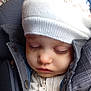 baby, car_seat, child, closeup, coat, cute, eyelashes, face, hat, infant, knitwear, peaceful, plush_toy, portrait, resting, sleeping, soft_toys, warm, winter_clothing, zipper