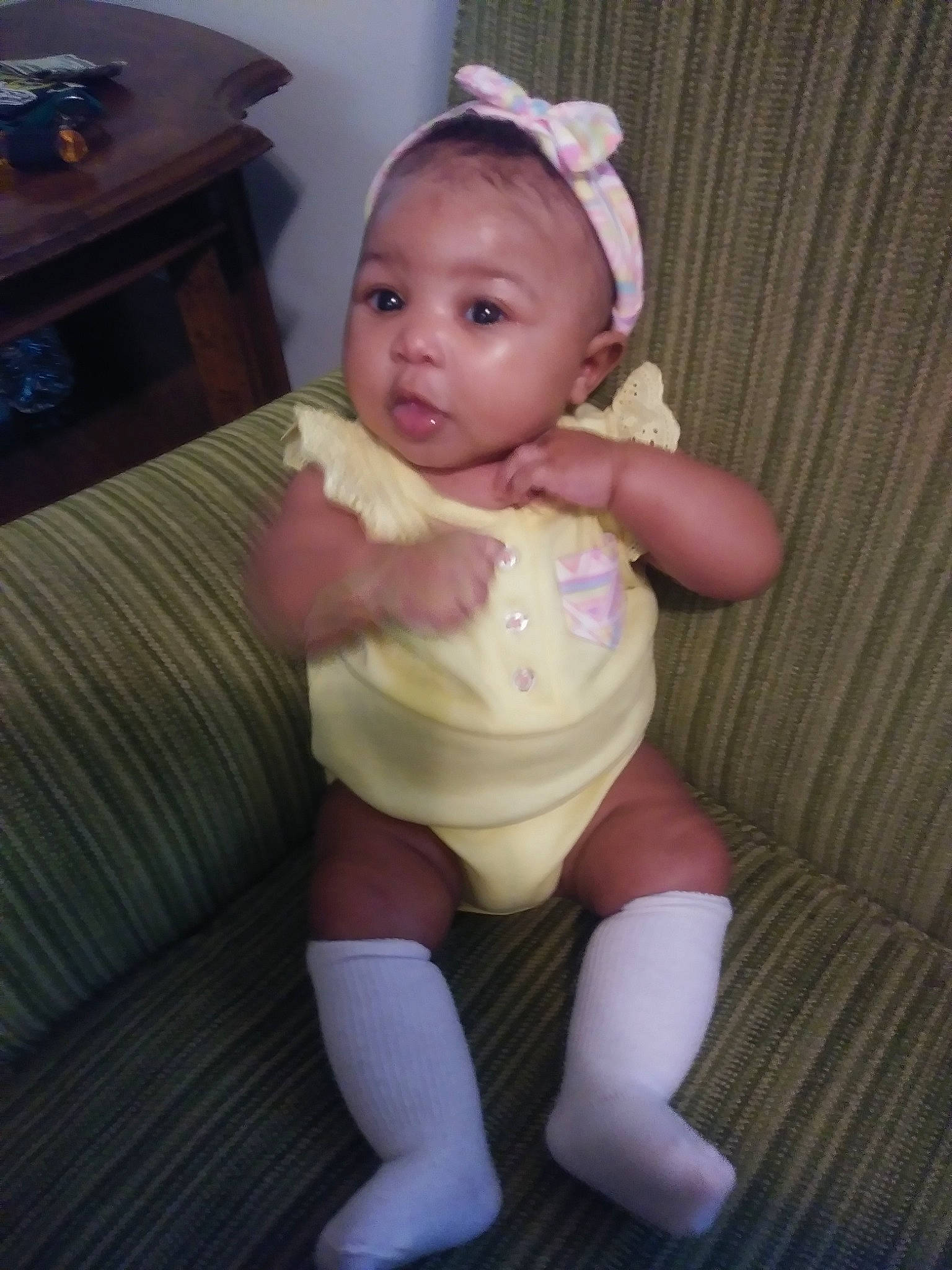 Daniella is registered to the contest to win money with this photo: baby, baby_toddler_clothing, cheek, child, leg, person, pink, skin, smile, thigh, toddler