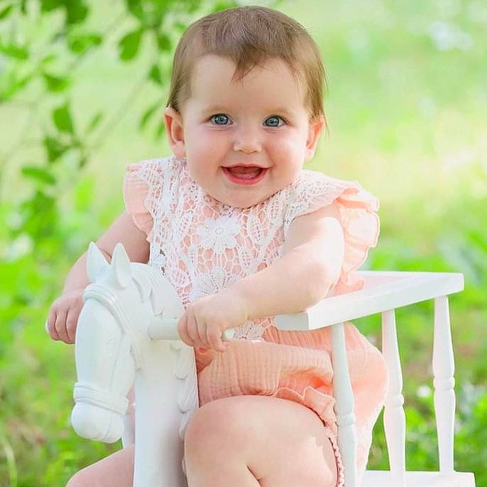 Tenley joined the competition — help win amazing prizes! arm, baby, baby_products, baby_toddler_clothing, child, child_model, finger, joy, person, pink, product, sitting, skin, sleeve, smile, toddler