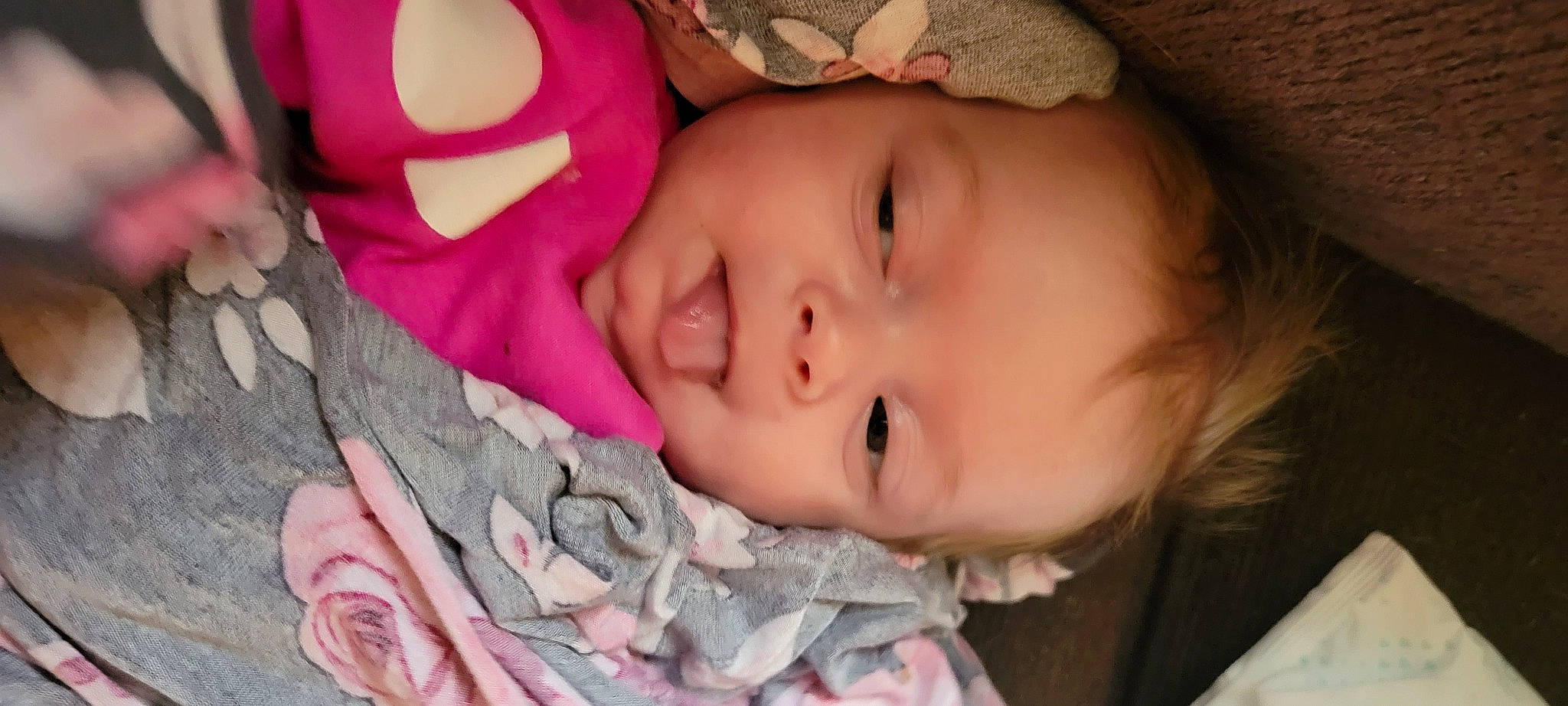 Emerson Byers is registered to the contest to win money with this photo: baby, baby_toddler_clothing, cheek, chin, eye, eyebrow, eyelash, facial_expression, forehead, hand, happy, human, human_body, iris, lip, mouth, nose, person, pink, skin