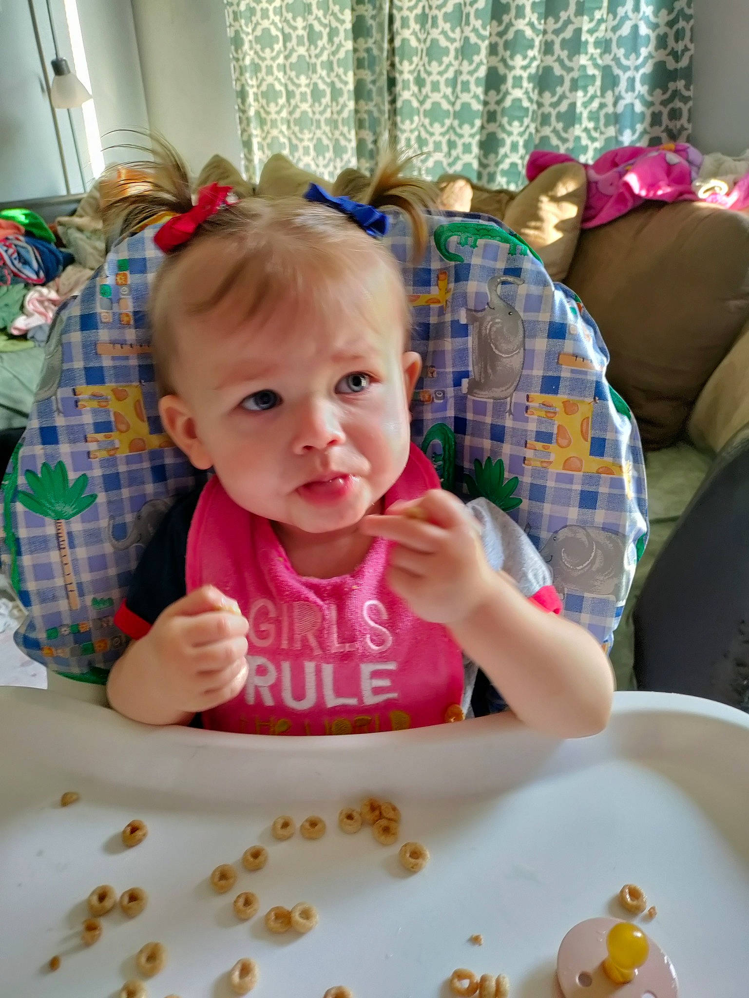 Alexandra joined the competition — help win amazing prizes! baby, baby_toddler_clothing, chair, child, comfort, event, eye, facial_expression, fun, happy, mammal, person, plaid, play, sitting, skin, t_shirt, table, tableware, tartan