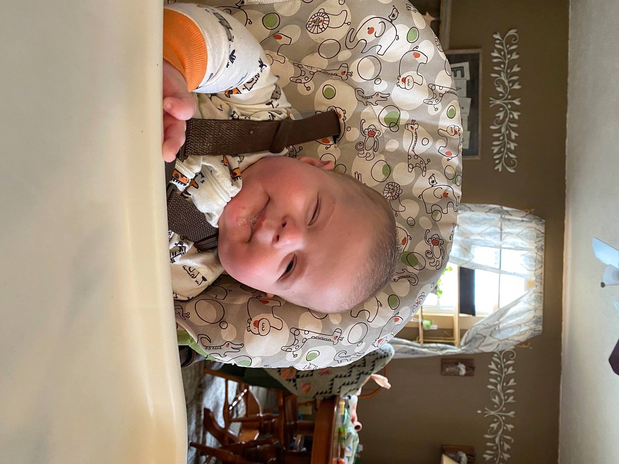 Clay is registered to the contest to win money with this photo: baby, baby_products, baby_safety, baby_toddler_clothing, baby_toys, child, comfort, fun, happy, headgear, infant_bed, linens, mouth, pattern, person, portrait_photography, room, toddler, wood