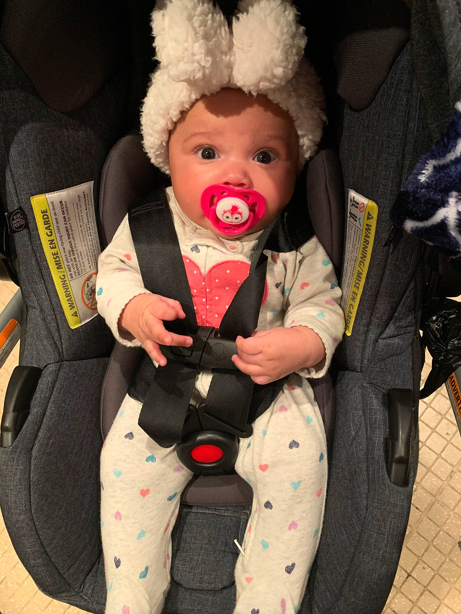 Lundyn joined the competition — help win amazing prizes! baby, baby_products, car_seat, child, ear, fur, headgear, holiday, joy, leg, person, product, sitting, skin, smile, suit, toddler, vacation