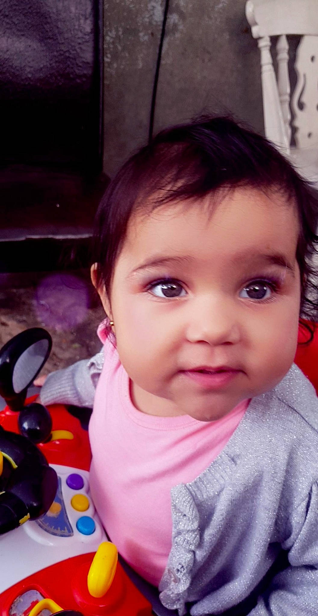 Amalia joined the competition — help win amazing prizes! baby, baby_toddler_clothing, cheek, chin, ear, eyebrow, eyelash, face, forehead, hair, happy, iris, jaw, lip, mouth, nose, person, pink, skin, toddler