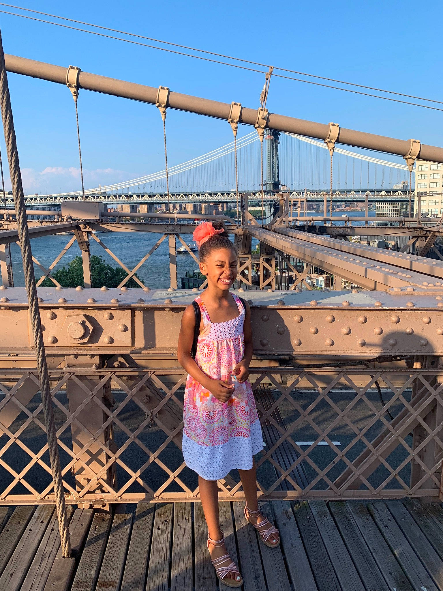 Tori is registered to the contest to win money with this photo: beauty, boardwalk, bridge, city, dress, fashion, guard_rail, handrail, joy, nonbuilding_structure, person, photography, pier, sea, sky, summer, tourism, vacation