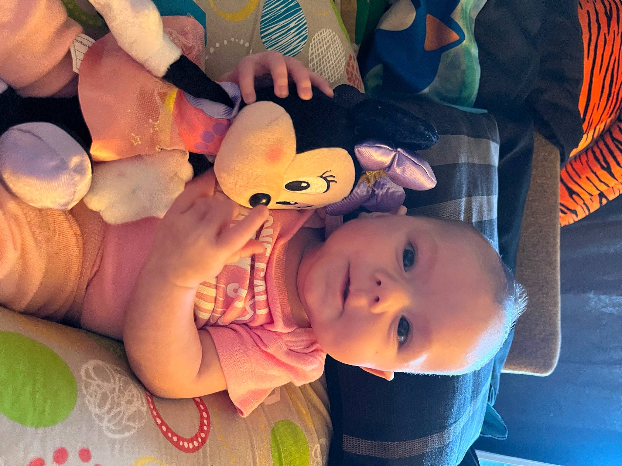 Sophia Mae Wilson is registered to the contest to win money with this photo: art, baby, baby_products, baby_toddler_clothing, cheek, child, finger, fun, gesture, happy, leisure, mouth, nose, orange, organism, pattern, person, space, textile, toddler